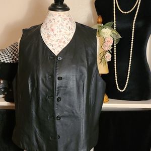 Jacqueline Ferrar Black Leather Vest Xlrg
